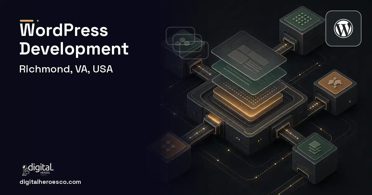 WordPress Development software overview illustration for Richmond, VA, USA.