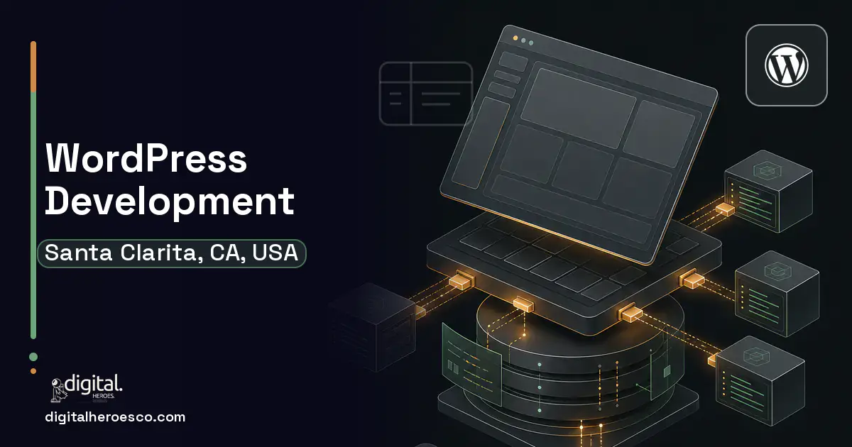 WordPress Development product interface illustration for Santa Clarita, CA, USA.