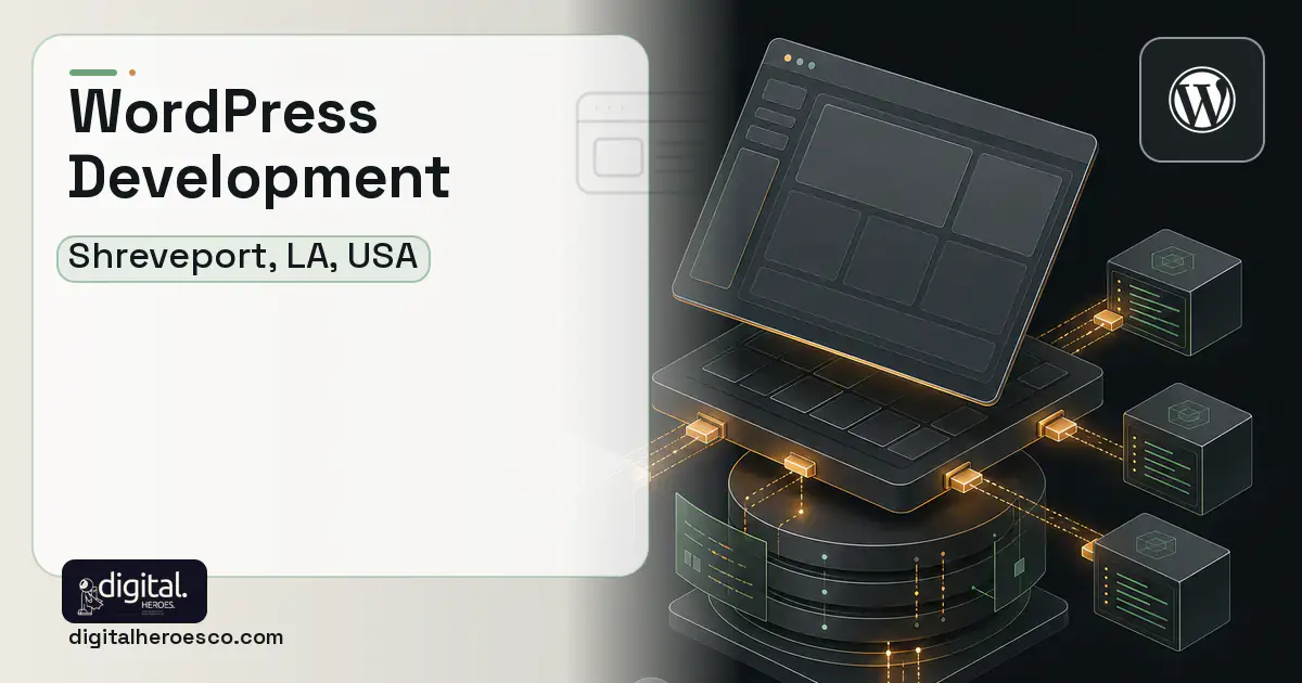 WordPress Development product interface illustration for Shreveport, LA, USA.