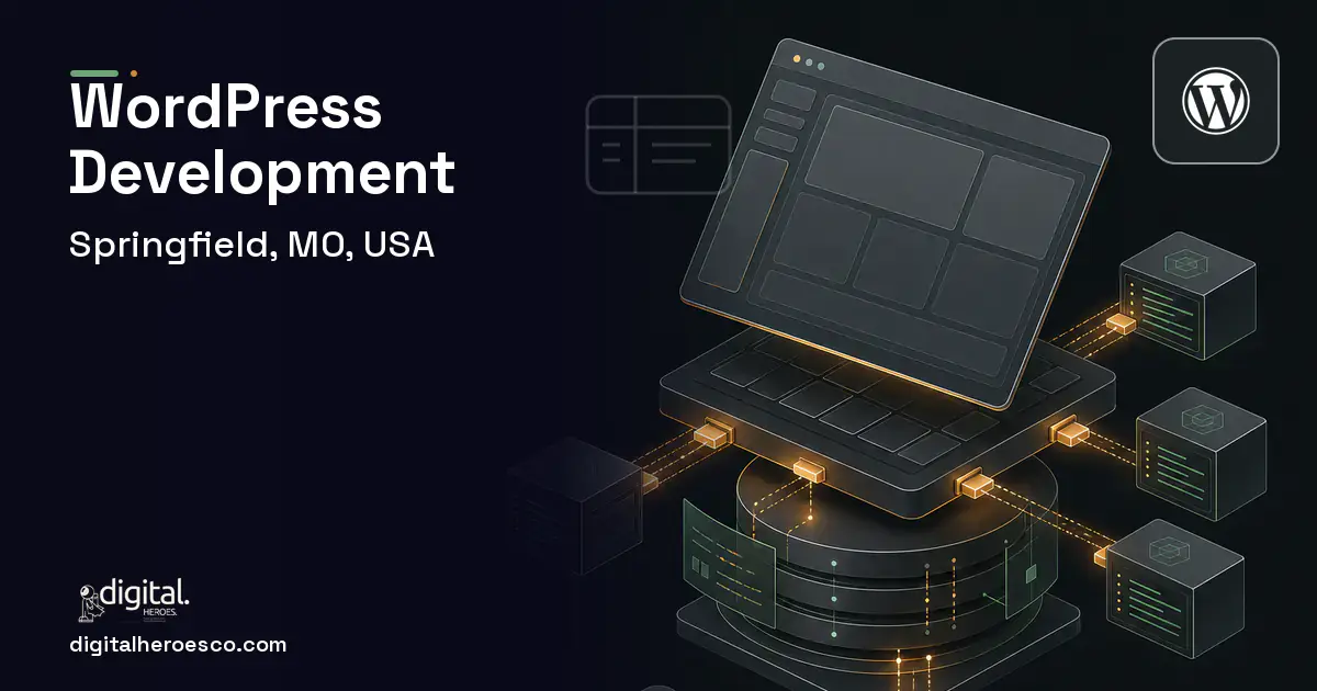 WordPress Development product interface illustration for Springfield, MO, USA.